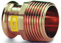 VSH XPress CU GAS rechte koppeling, puntstuk 35mm x 1 1/4" koper, gas (pers x buitendraad)