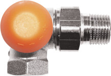Herz TS-98-V voorinstelbare thermostatische radiatorkraan dubbelhaaks links, zonder knop, 1/2", staartstuk/binnendraad, M28x1,5