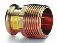 VSH XPress CU GAS rechte koppeling, puntstuk 22mm x 1" koper, gas (pers x buitendraad)