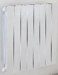 Thermrad Alubasic radiator 440W, recht, verticaal, buis rechthoekig, 4 aansluitingen, hxlxd 431x400x95mm, glanzend wit RAL9016