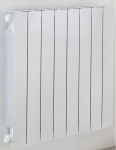 Thermrad Alubasic radiator 585W, recht, verticaal, buis rechthoekig, 4 aansluitingen, hxlxd 581x400x95mm, glanzend wit RAL9016