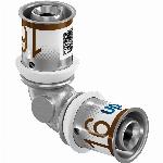 Uponor, Bocht, 90? graden, S-press plus, 16mm  x 16mm (pers x pers), messing, 10 bar